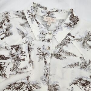 Stitch by Chenault Womens Earthy Safari Toile Top Size S Eclectic Animal Print